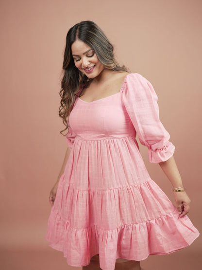 Blossom Pink Short Tiered Dress