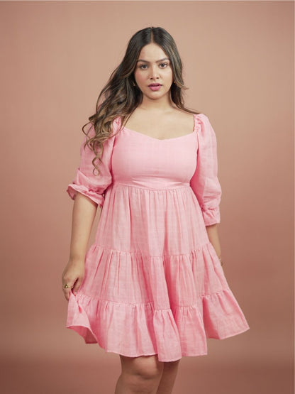 Blossom Pink Short Tiered Dress