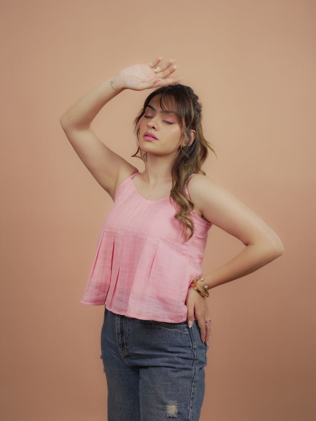 Blossom Pink Pleated Cami Top