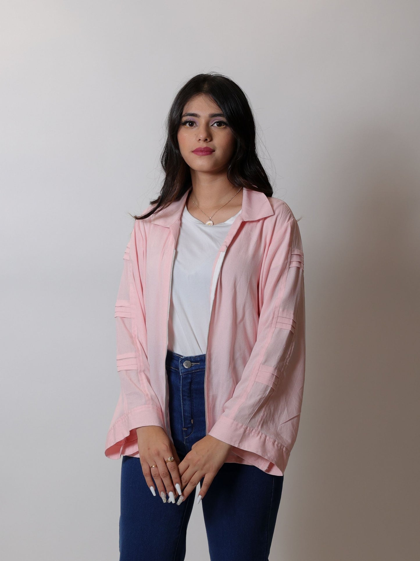 Flamingo Pink Zipper Shirt